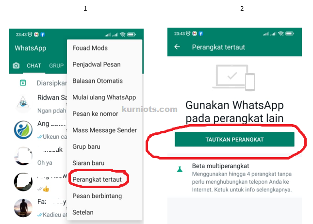 cara whatsapp web perangkat tertaut